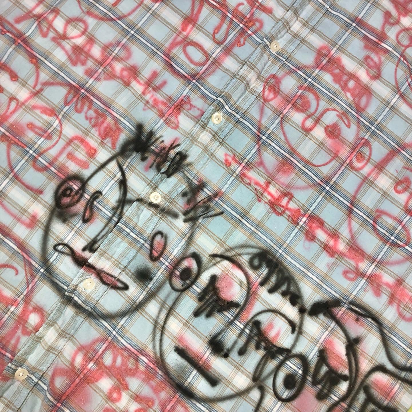 Airbrushed vintage shirt 'Cat massage' / XL